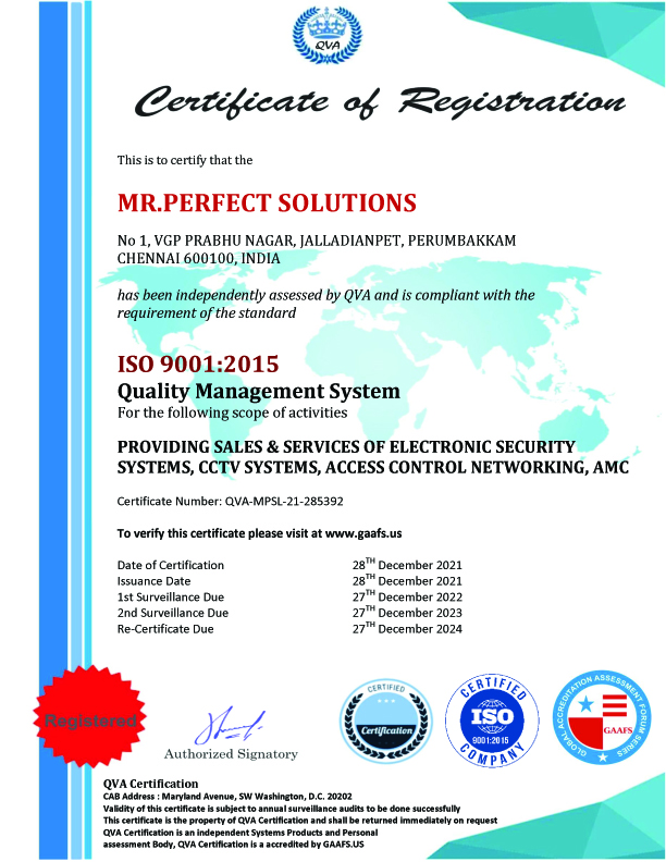 ISO Certificatified Security Systems